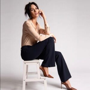 Betabrand bootcut navy blue dress yoga pants size small petite